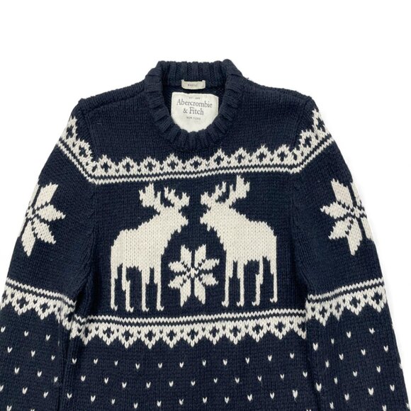Abercrombie & Fitch Vintage Moose Knit Ski Sweater Muscle Slim Fit Men's Medium - Picture 2 of 7